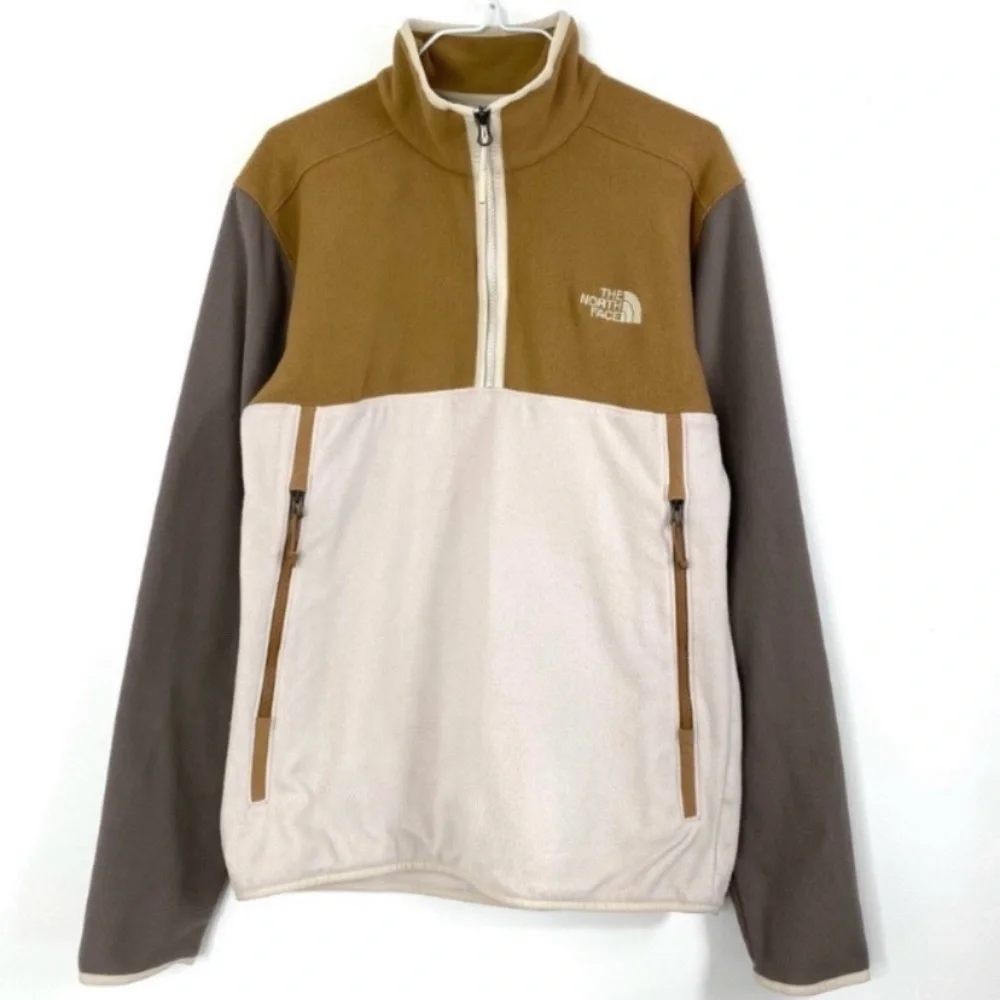 THE North Face Rare Retro Color Block Fleece Quarter Zip Pullover Brown / Cream